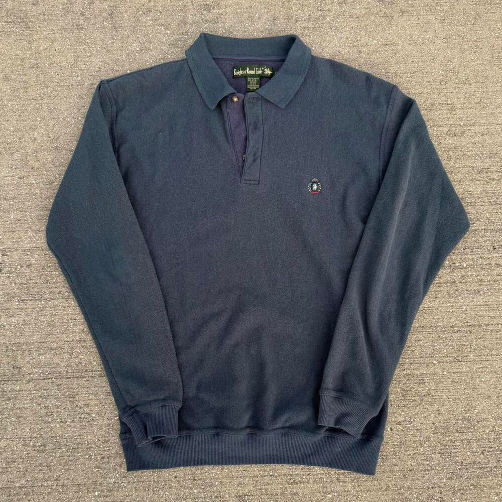 Vintage Knights of Round Table Vintage Long Sleeve Polo Pullover Sweatshirt